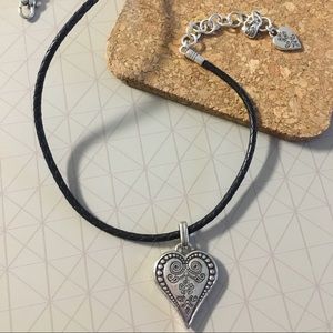 Brighton Ophelia Heart Leather Necklace Black